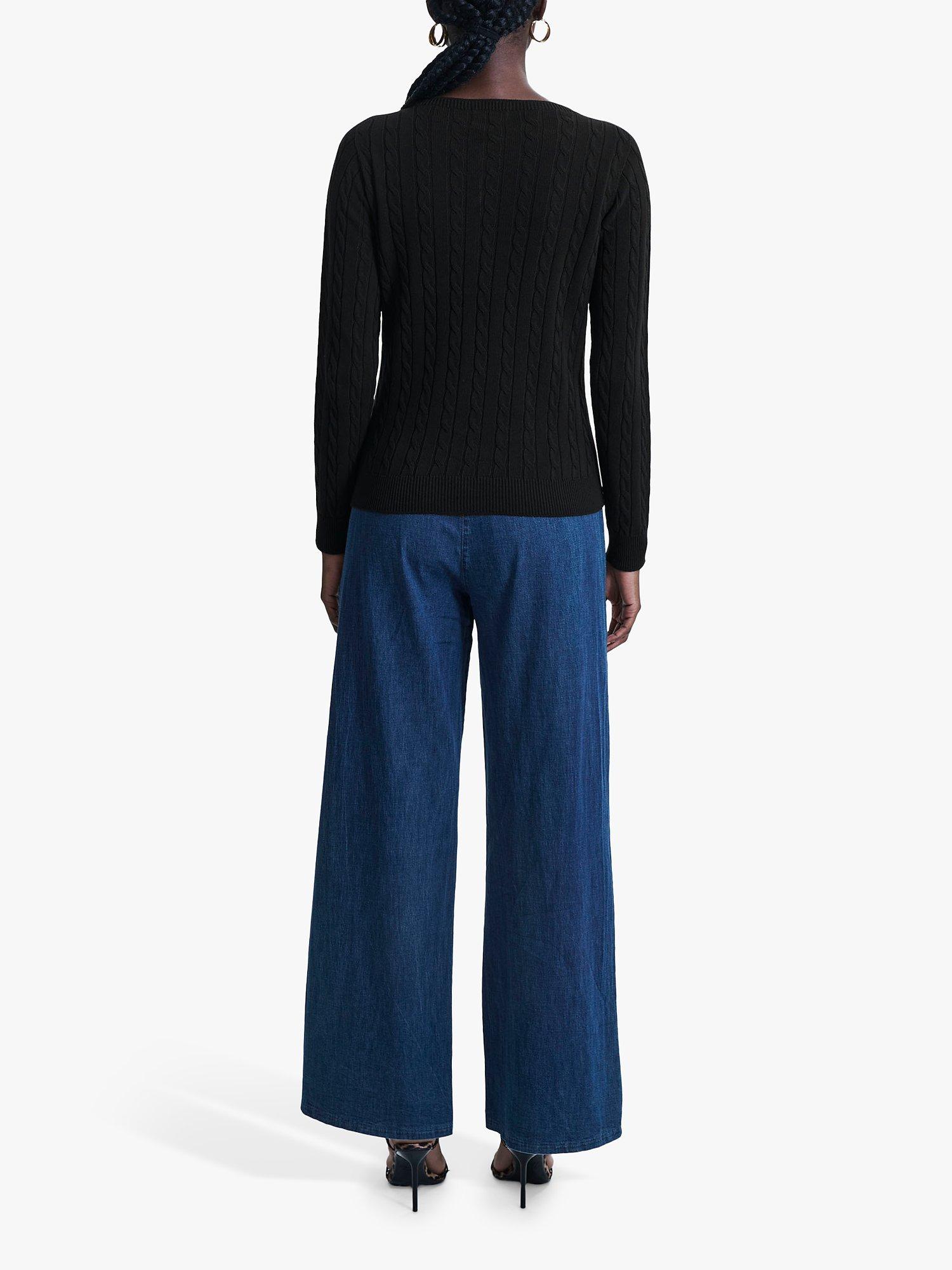 Product image 2 of 5, which shows James Lakeland Cable Knit Jumper, Black, 8