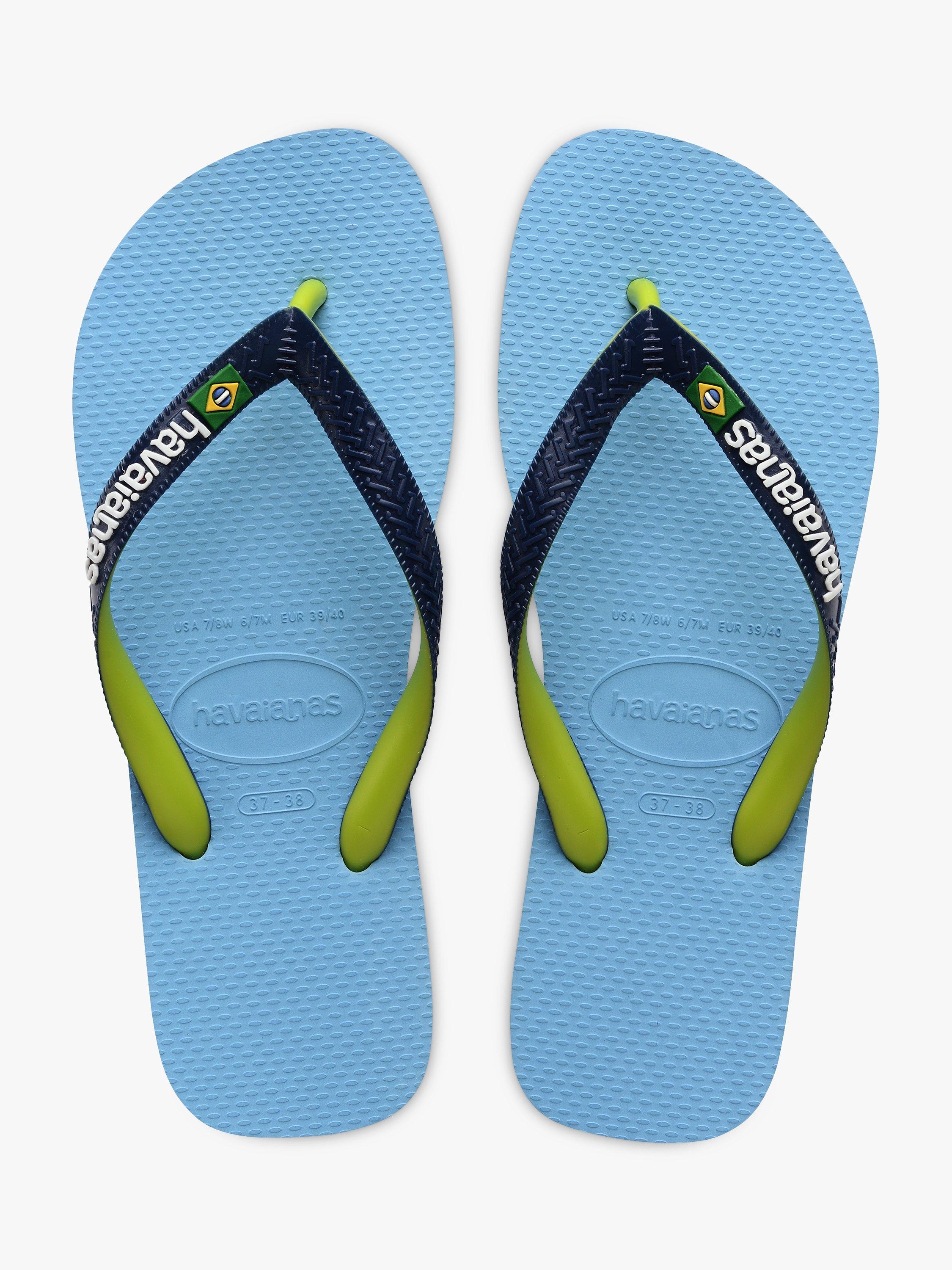 Product image 3 of 7, which shows Havaianas Brazil Flag Colour Mix Flip Flops, Aqua, S