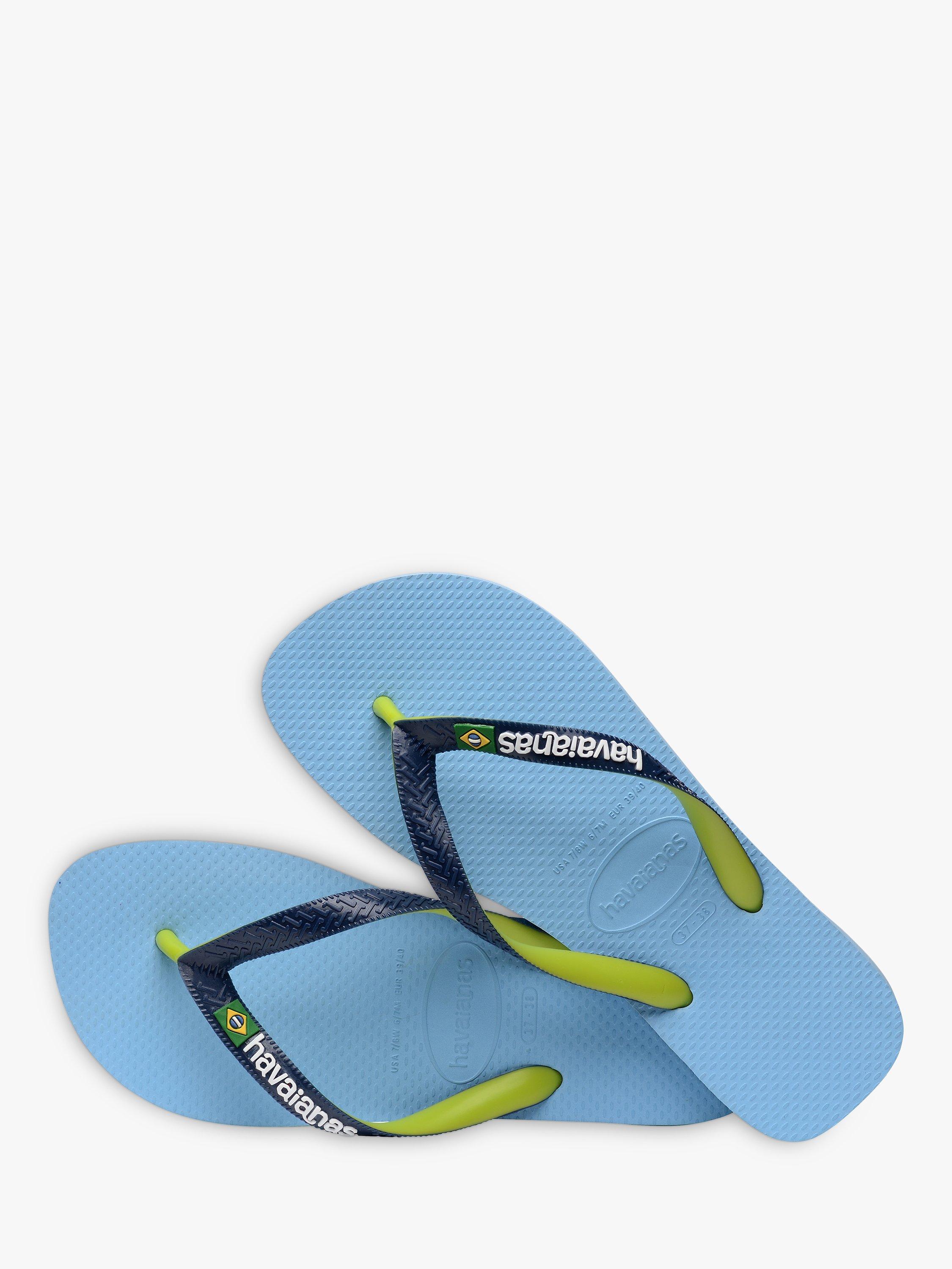 Product image 4 of 7, which shows Havaianas Brazil Flag Colour Mix Flip Flops, Aqua, S