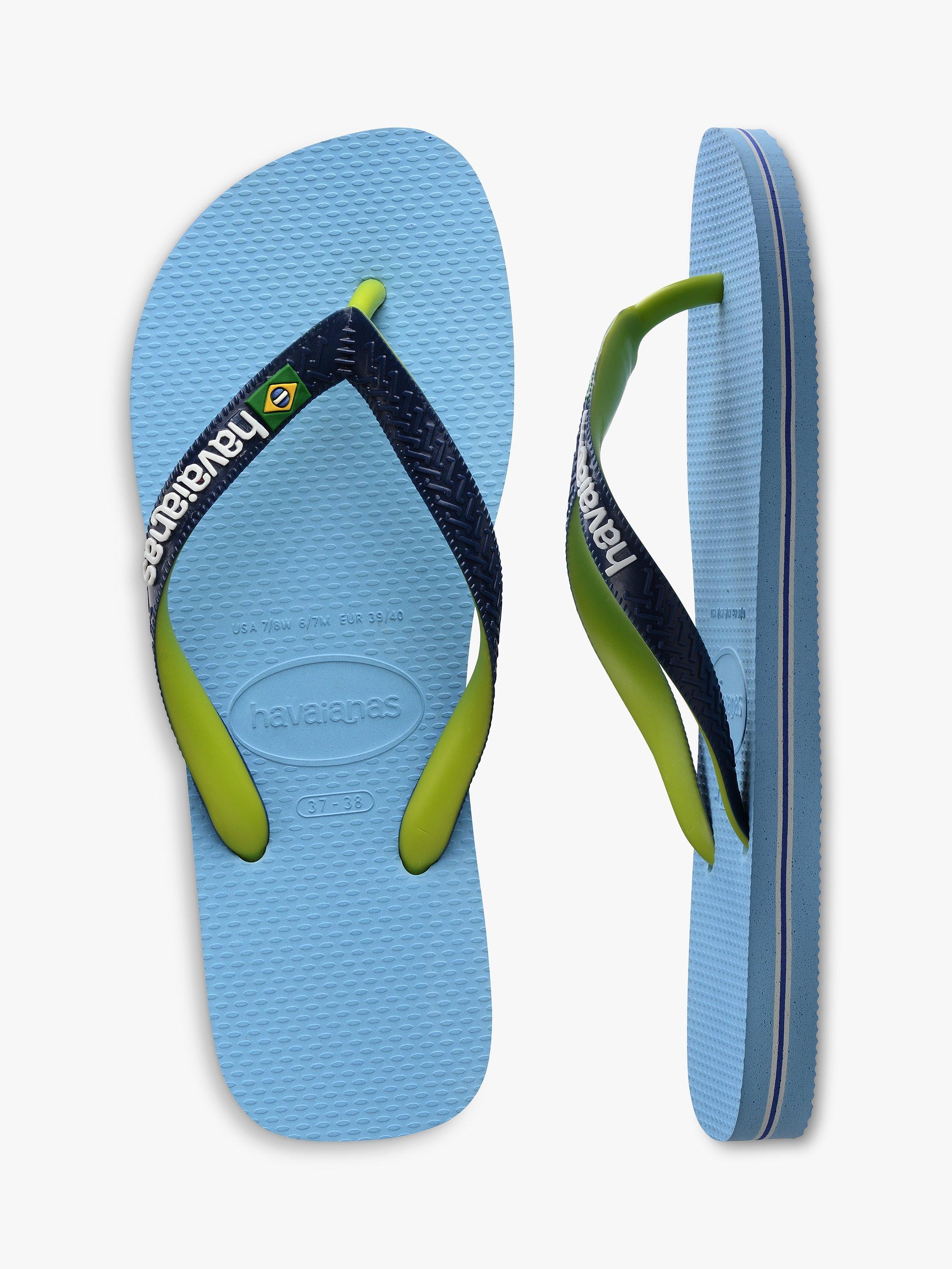 Product image 5 of 7, which shows Havaianas Brazil Flag Colour Mix Flip Flops, Aqua, S