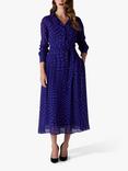 Jasper Conran London Eden Spot Print Midi Shirt Dress, Purple