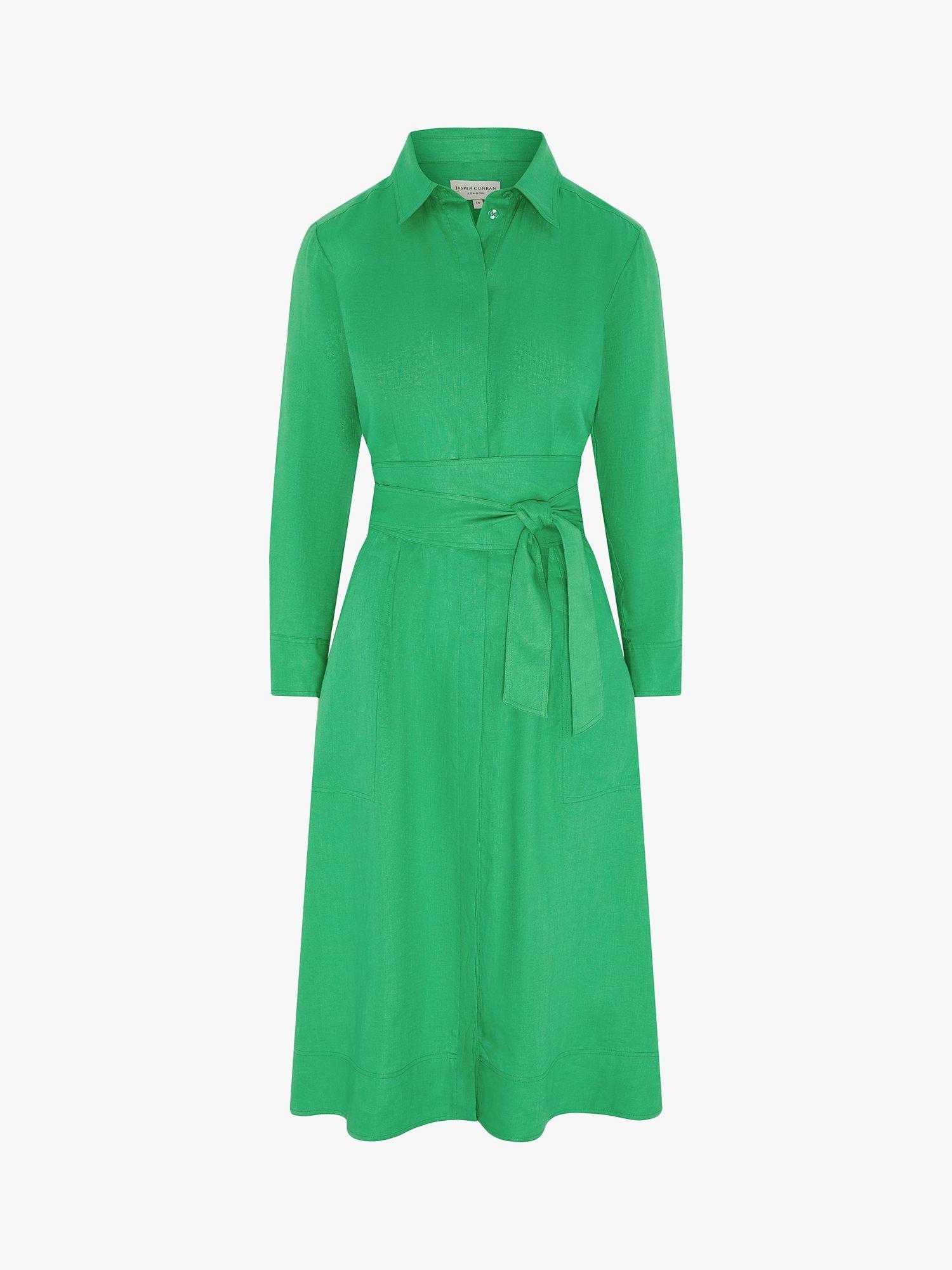 Product image 2 of 2, which shows Jasper Conran London Delilah Linen Shirt Dress, Green, 8
