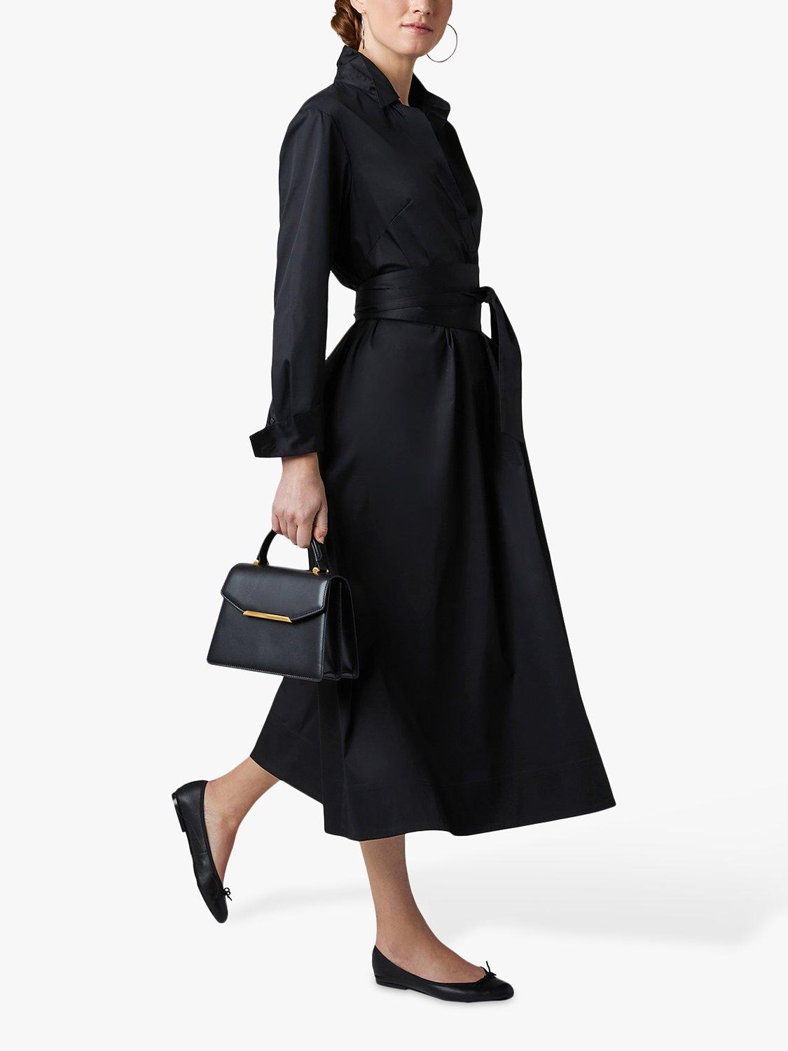 Product image 1 of 2, which shows Jasper Conran London Midi Shirt Dress, Black, 8