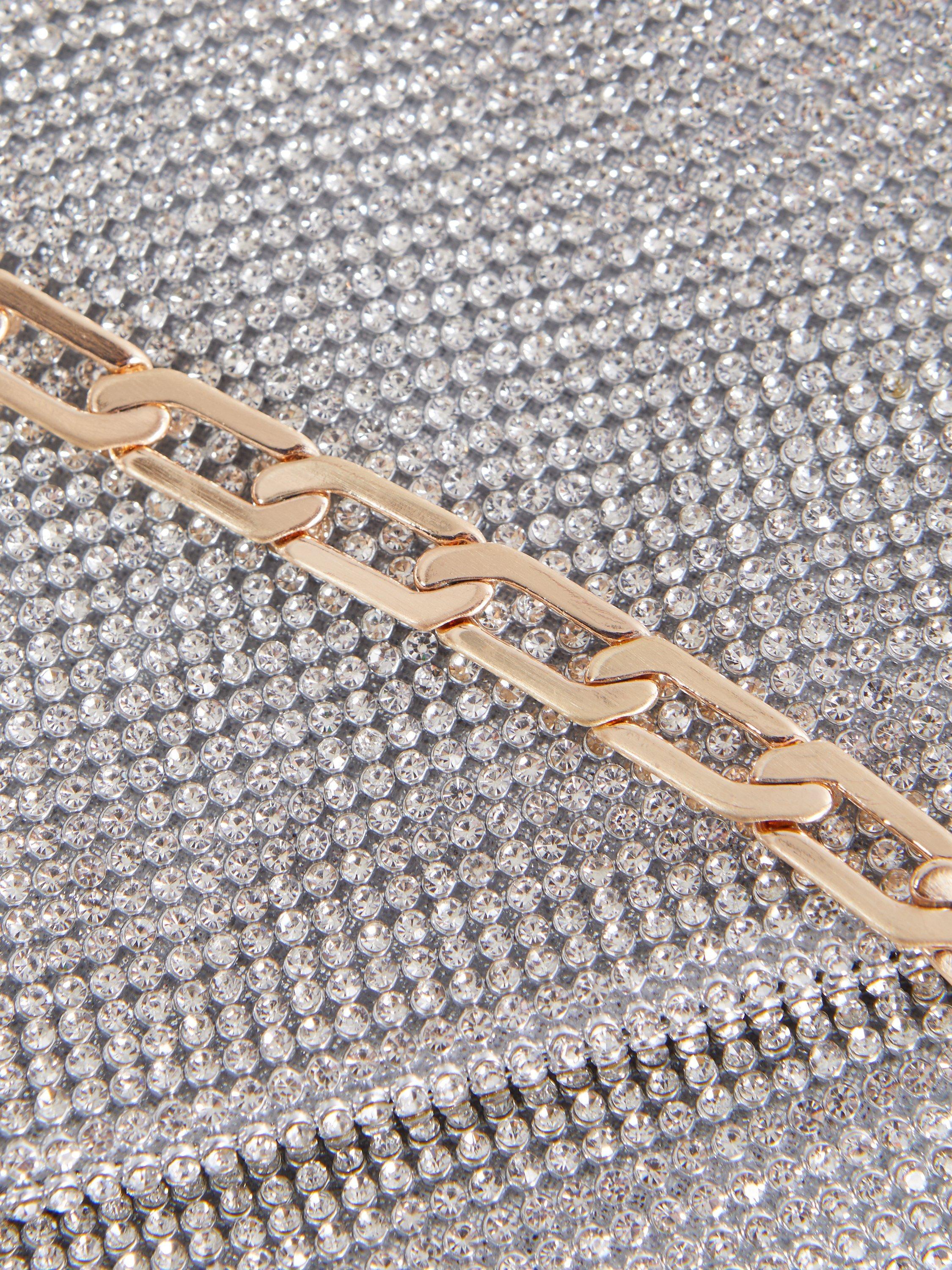 Product image 4 of 5, which shows Reiss Soho Embellished Chainmail Shoulder Bag, Silver, One Size