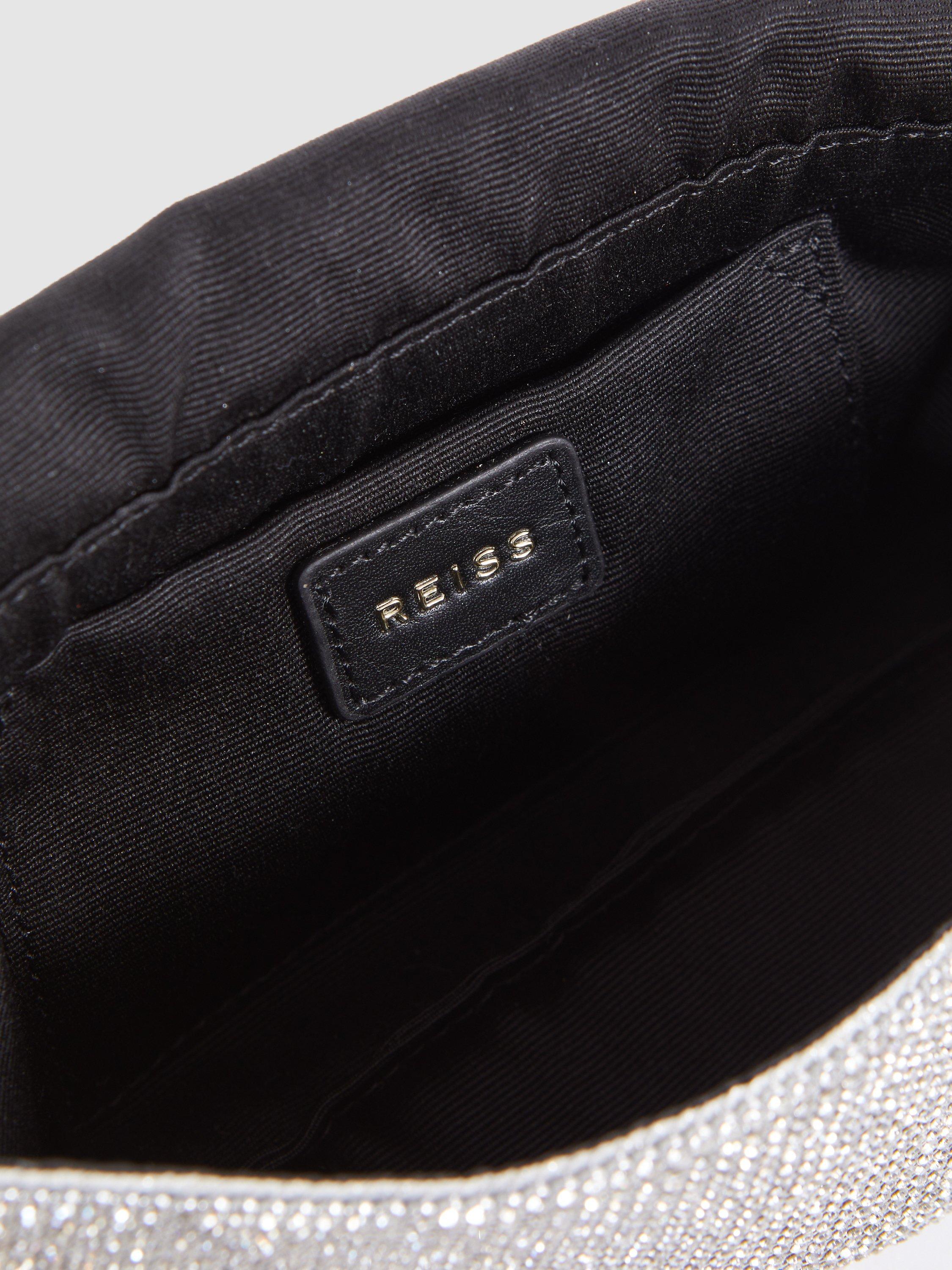 Product image 3 of 5, which shows Reiss Soho Embellished Chainmail Shoulder Bag, Silver, One Size