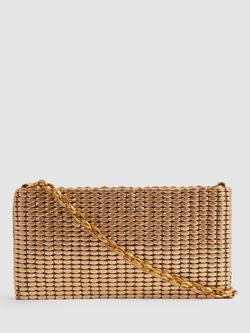 Reiss Bailey Beaded Clutch Bag, Gold - view 2, Gold