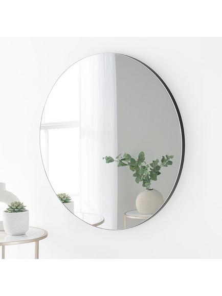 Yearn Delicacy Round Wood Frame Wall Mirror, Black