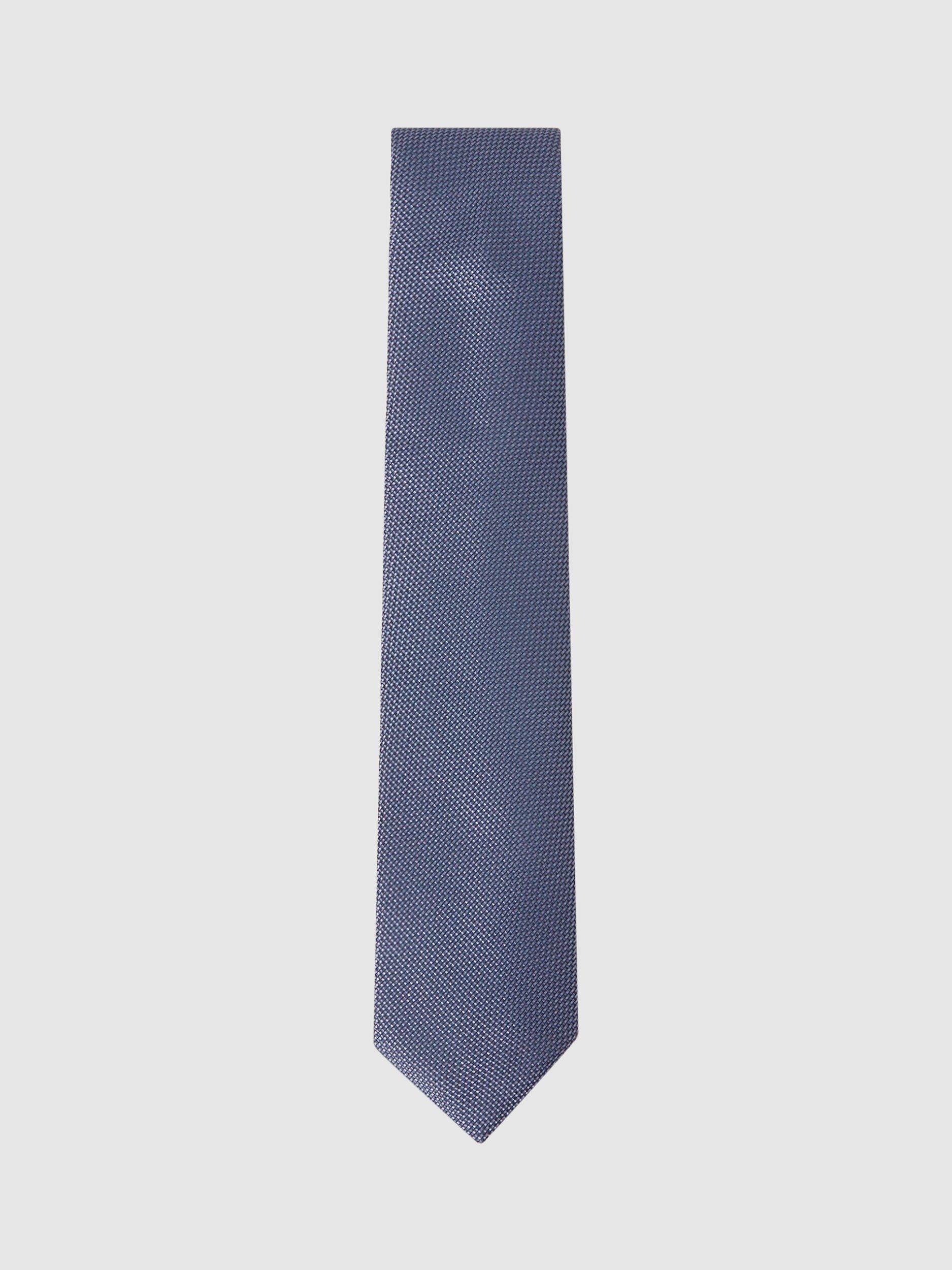 Reiss Ceremony Textured Silk Tie, Airforce Blue, One Size