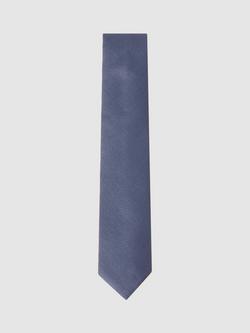 Reiss Ceremony Textured Silk Tie, Airforce Blue, Airforce Blue