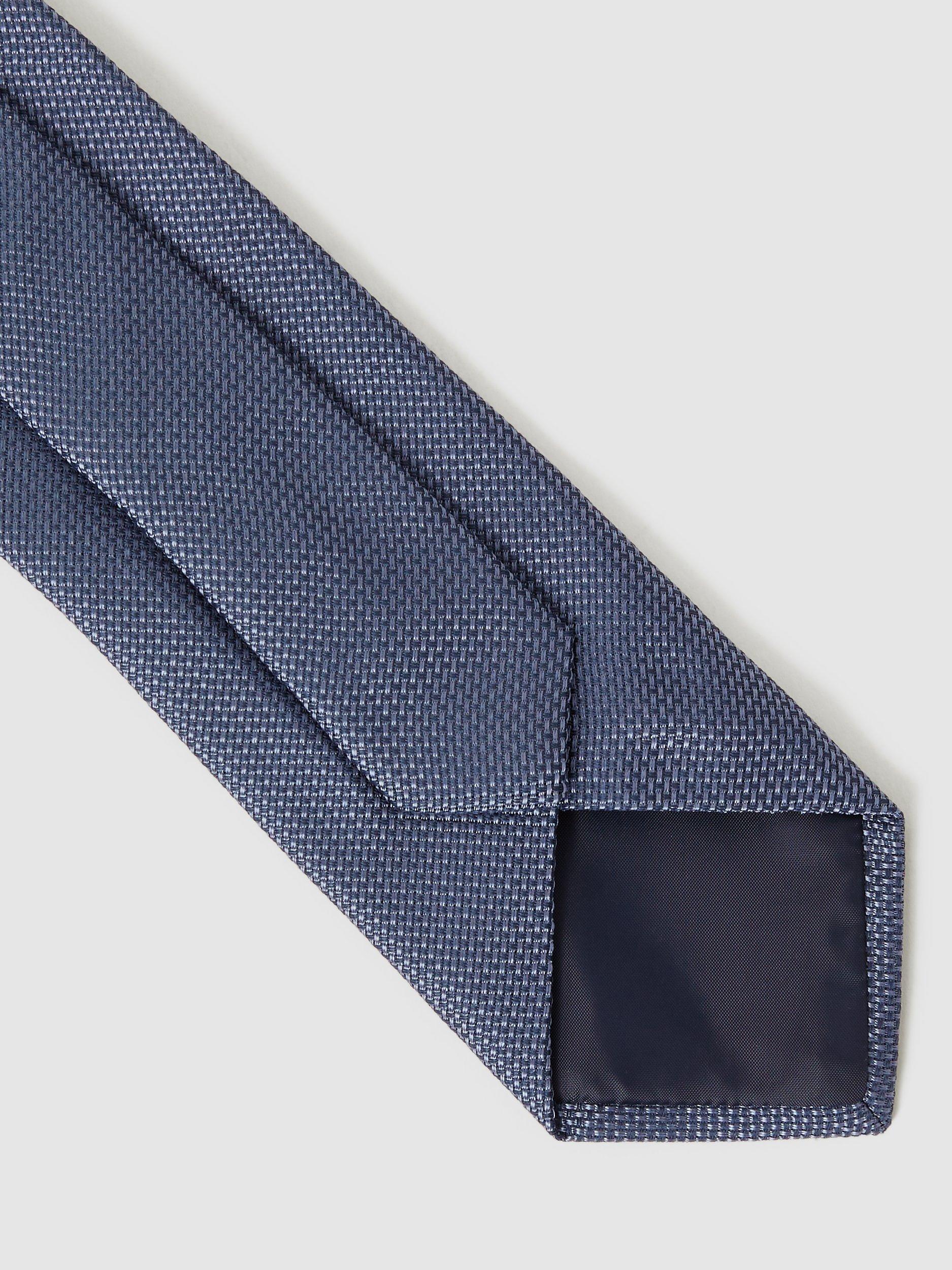 Reiss Ceremony Textured Silk Tie, Airforce Blue, One Size