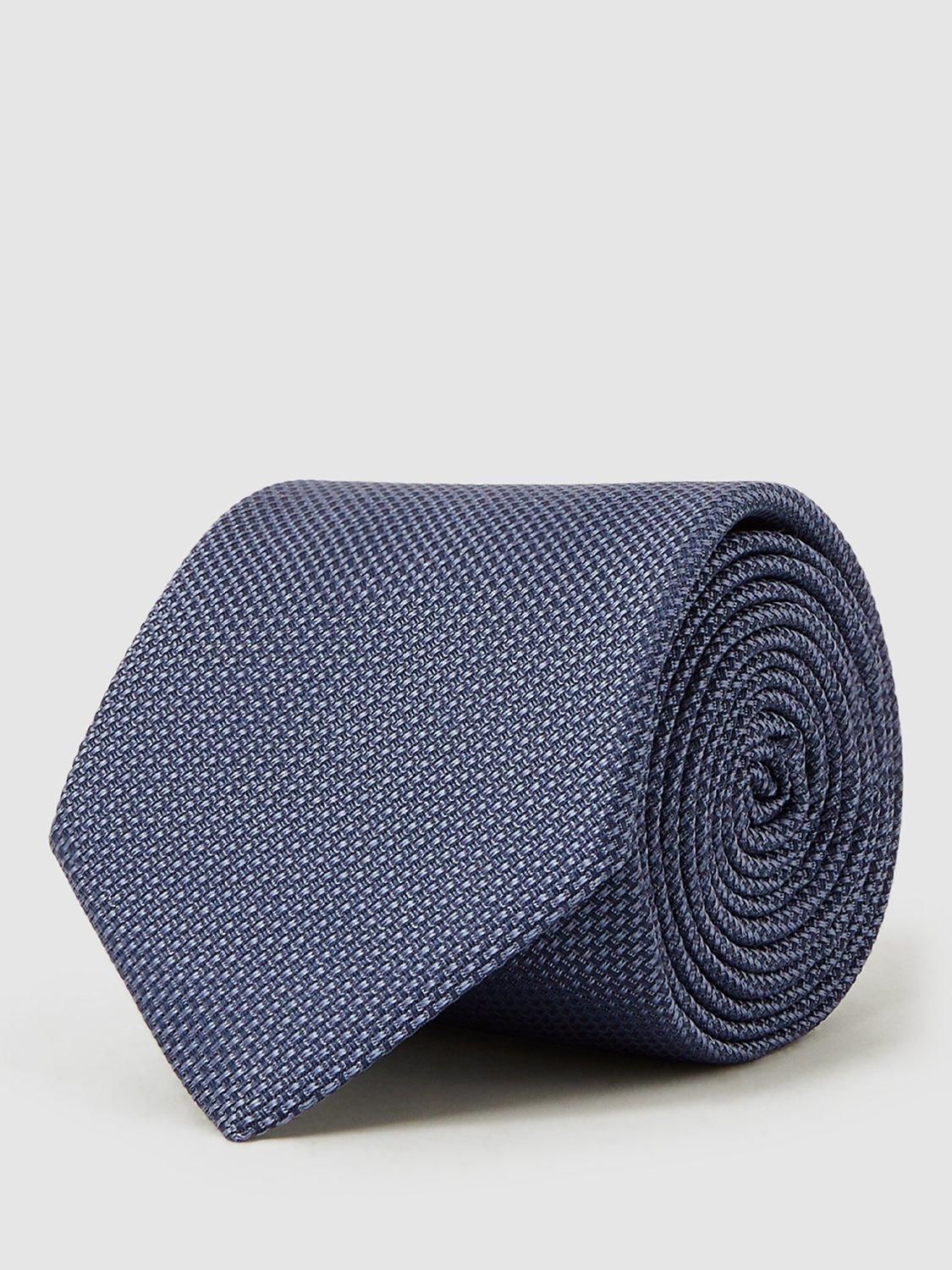 Reiss Ceremony Textured Silk Tie, Airforce Blue, One Size