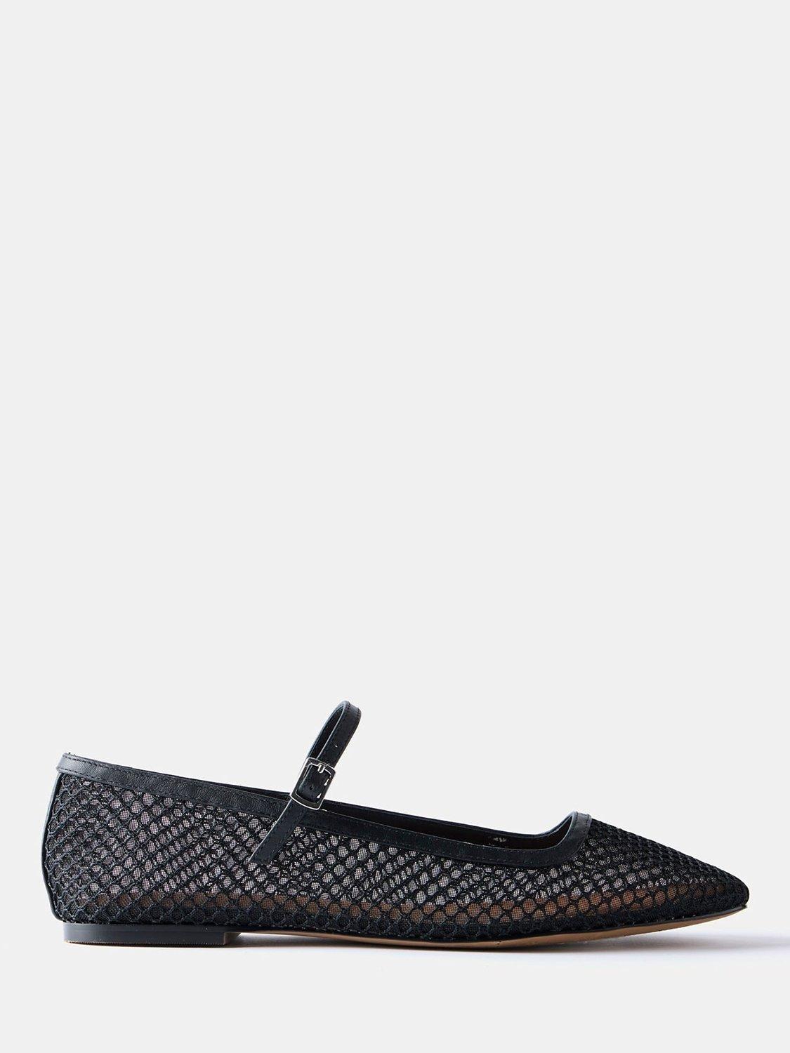 Mint Velvet Mesh Ballerina Pumps Black