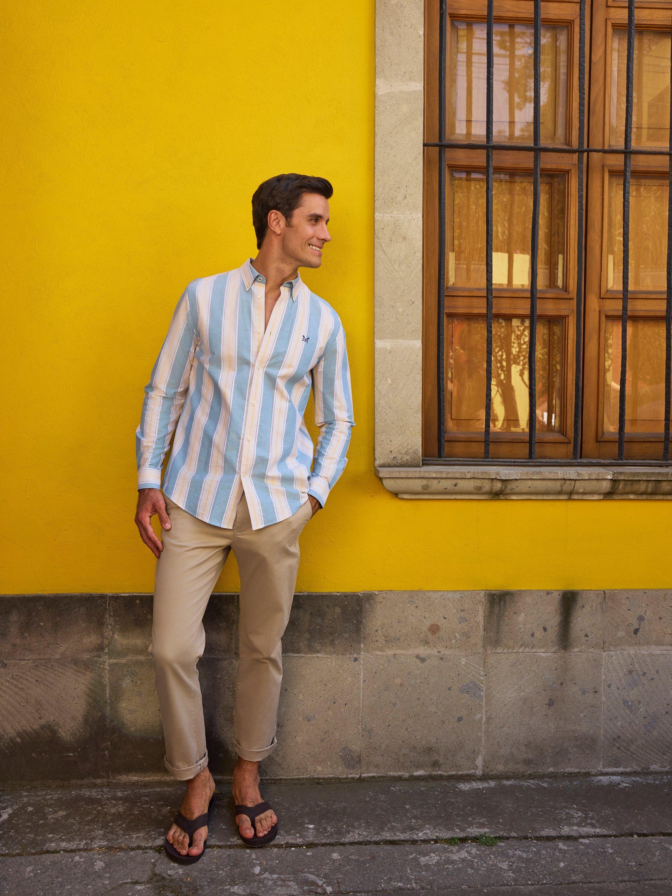 Crew Clothing Stripe Oxford Shirt, Light Pink