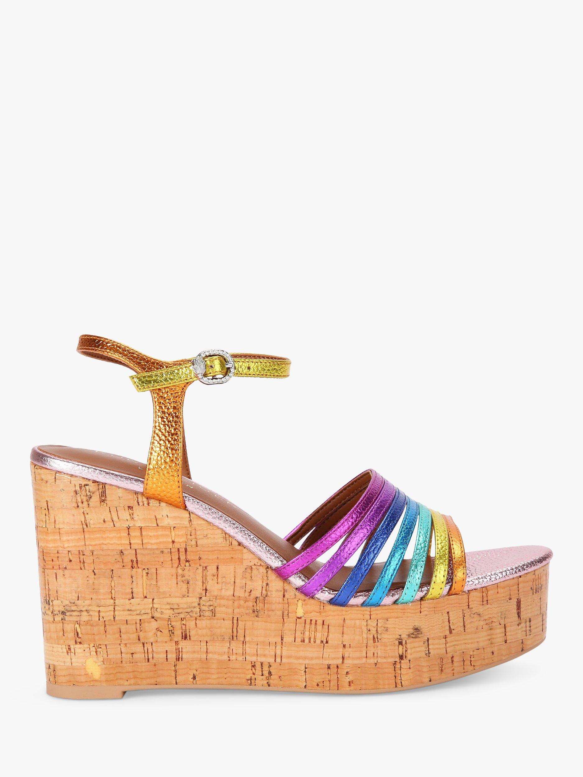 Kurt Geiger London Pierra Leather Cork Wedge Heel Sandals, Multi