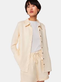 Whistles Elasticated Waist Linen Shorts, Ivory