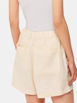 Whistles Elasticated Waist Linen Shorts - view 2, Ivory