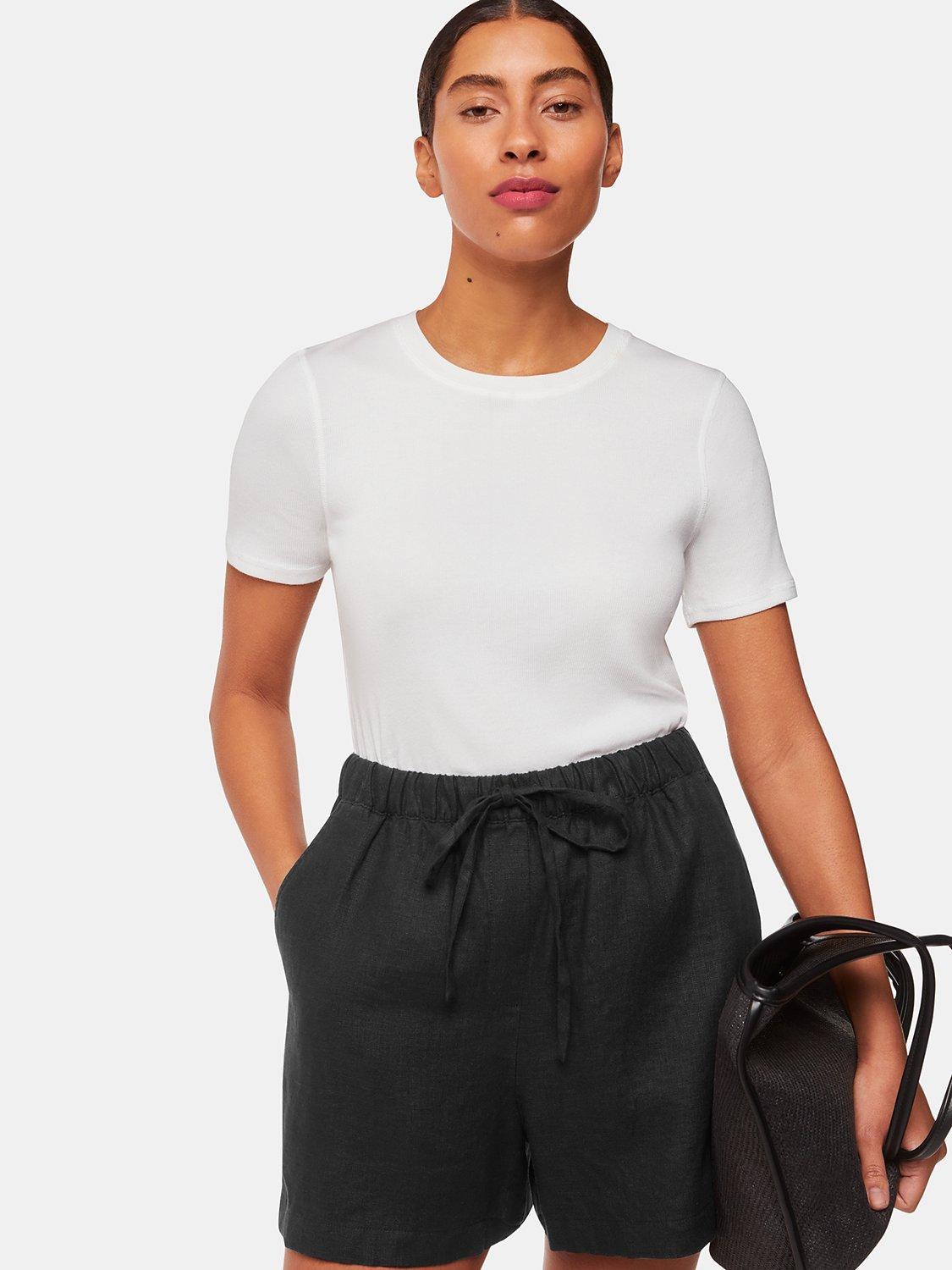 Product image 1 of 5, which shows Linen Elasticated Sh BK