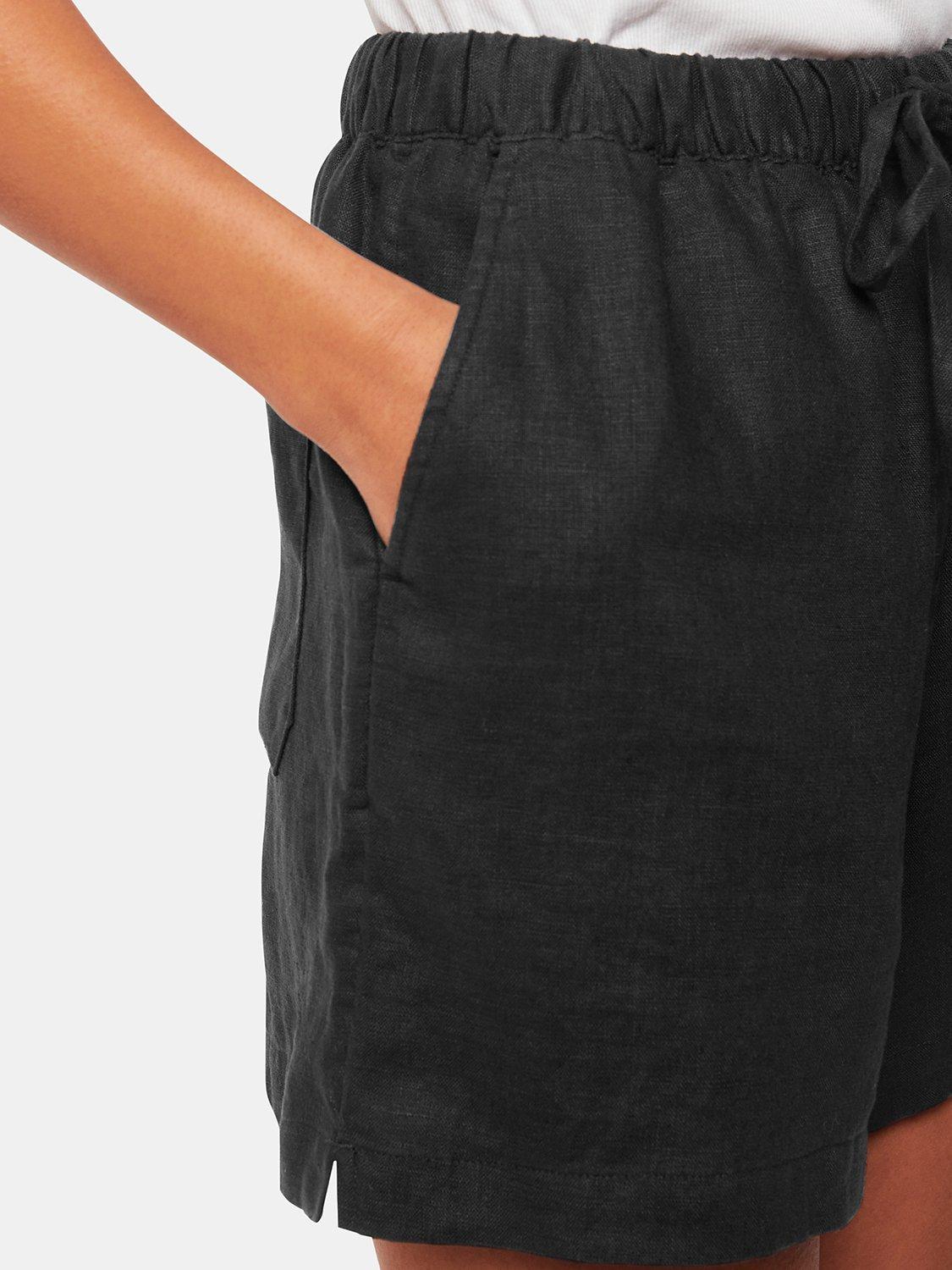 Product image 4 of 5, which shows Whistles Petite Elasticated Waist Linen Shorts, Black, 6