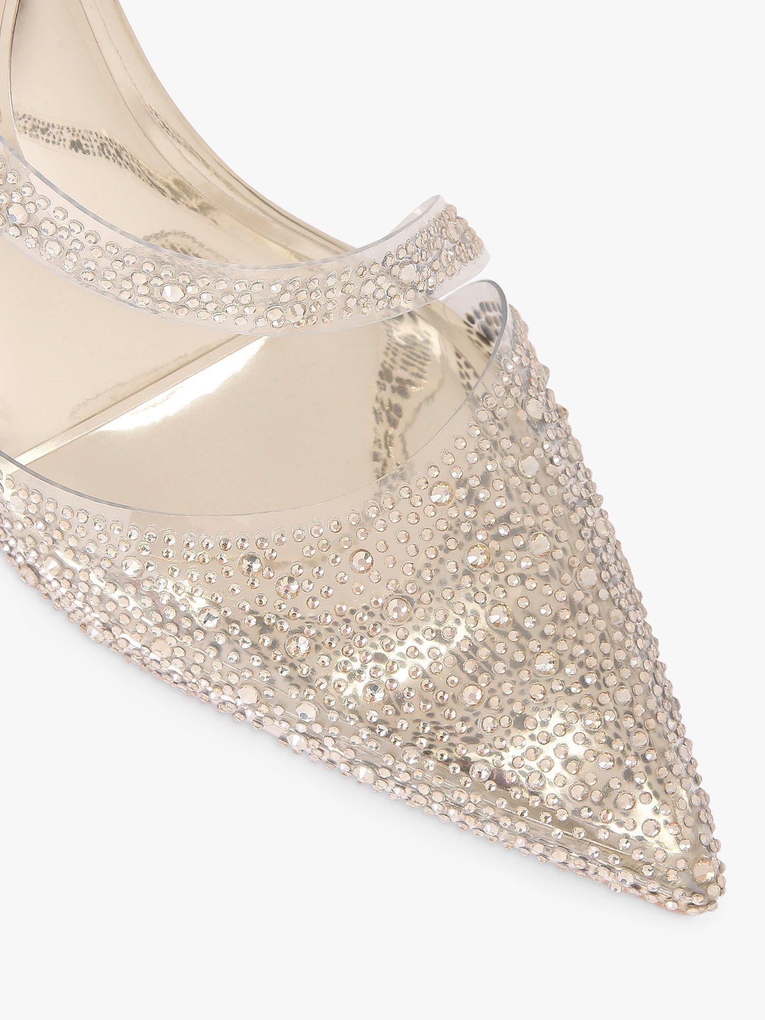 Product image 4 of 5, which shows Carvela Symmetry Embellished Vinyl Slingback Court Shoes, Gold, 3
