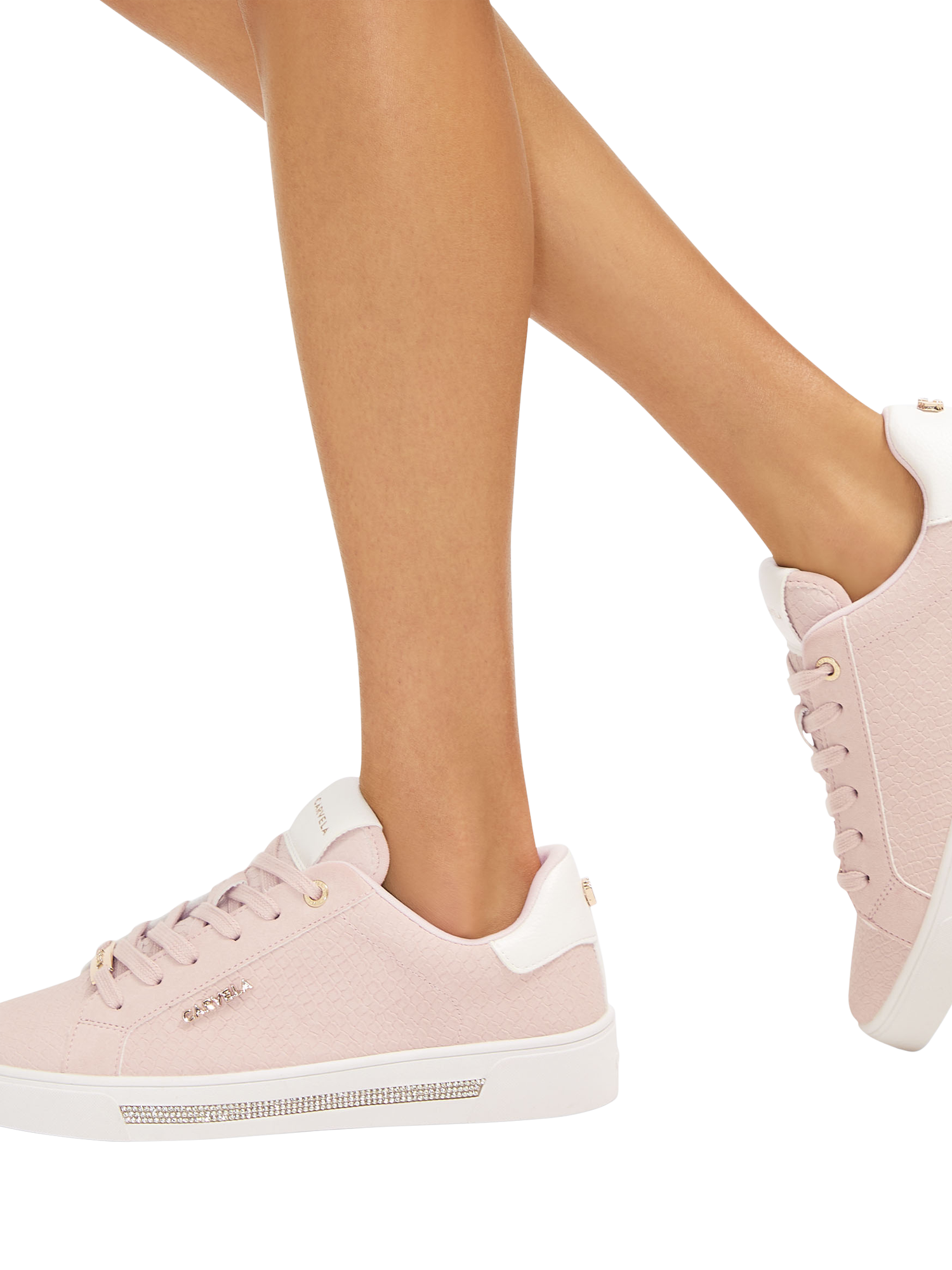 Product image 2 of 5, which shows Carvela Diamond Textured Trainers, Light Pink, 3