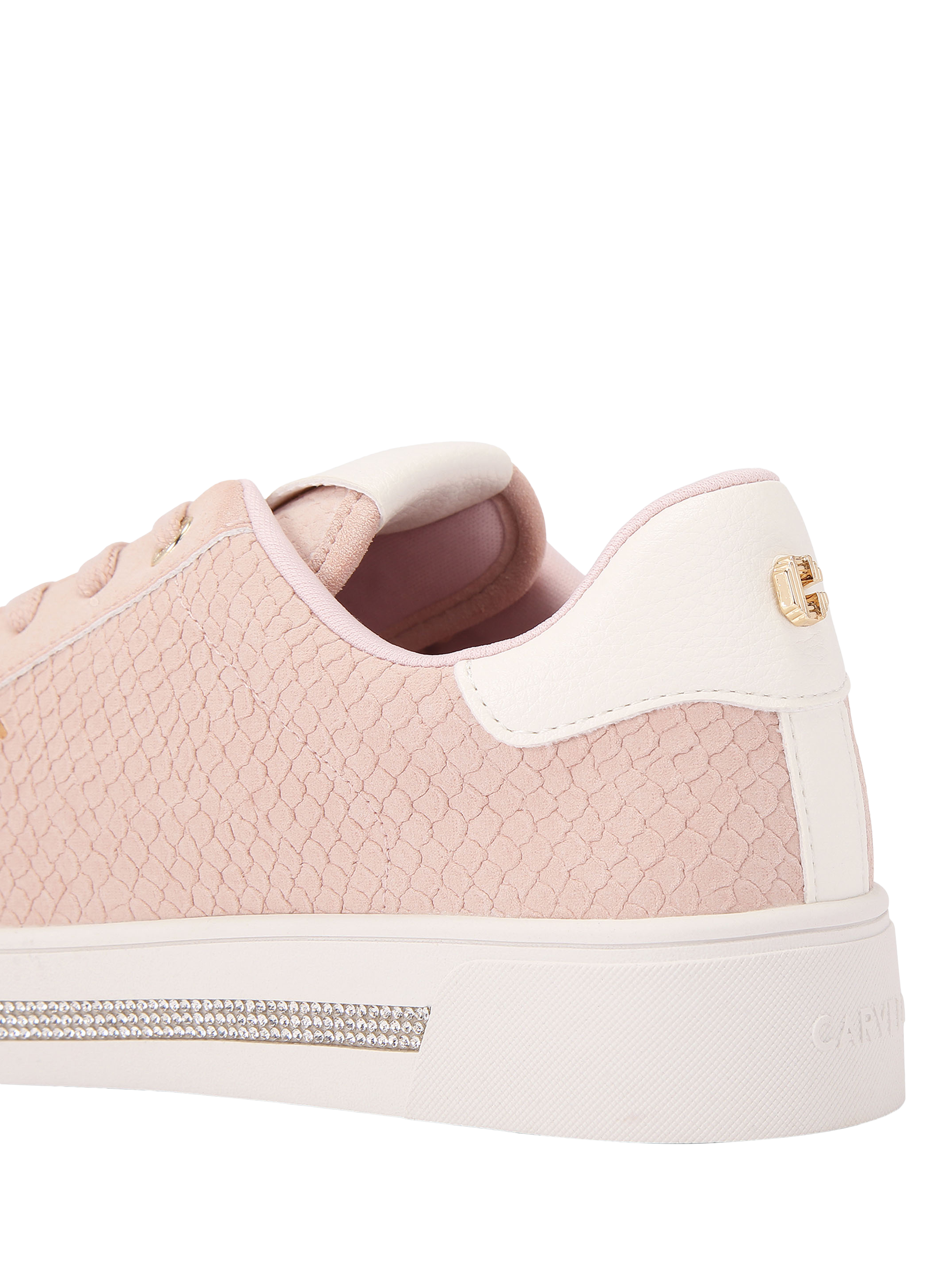 Product image 4 of 5, which shows Carvela Diamond Textured Trainers, Light Pink, 3