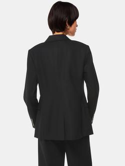 Whistles Lindsey Linen Blend Double Breasted Suit Blazer - view 2, Black