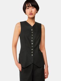 Whistles Lindsey Linen Blend Waistcoat, Black, Black