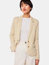 Whistles Stripe Slim Jersey Jacket, Ivory/Multi