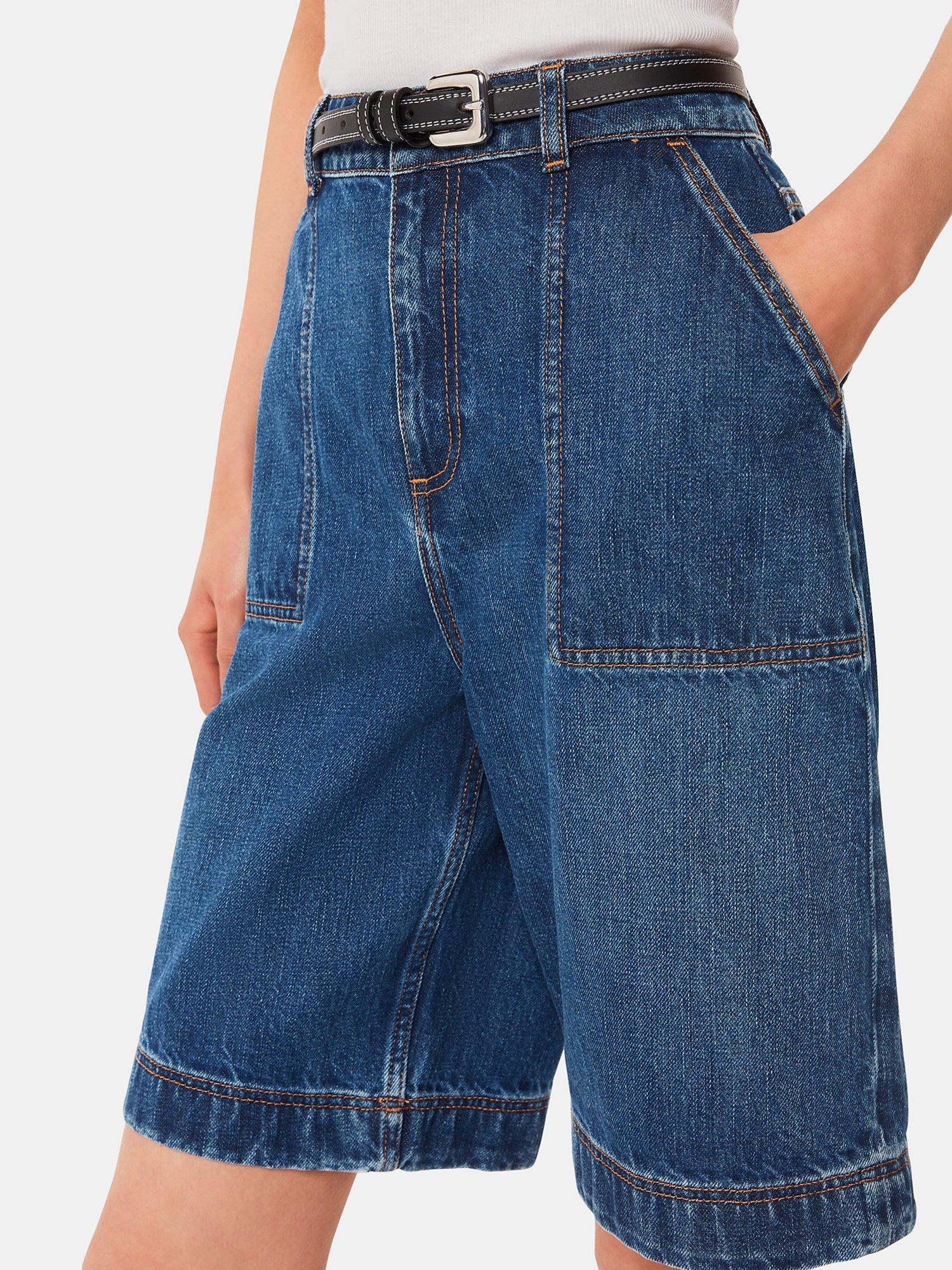 Product image 4 of 5, which shows Whistles Raya Longline Denim Shorts, Denim, 26