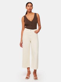 Whistles Wide Leg Cropped Jeans, White, White