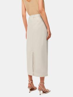 Whistles Abigail Linen Blend Midi Skirt, Oatmeal - view 2, Oatmeal