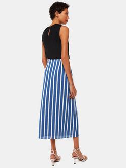 Whistles Crinkle Stripe Midi Skirt, Blue/Multi - view 2, Blue/Multi