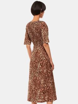 Whistles Veda Marble Spot Print Midi Dress, Brown/Multi - view 2, Brown/Multi