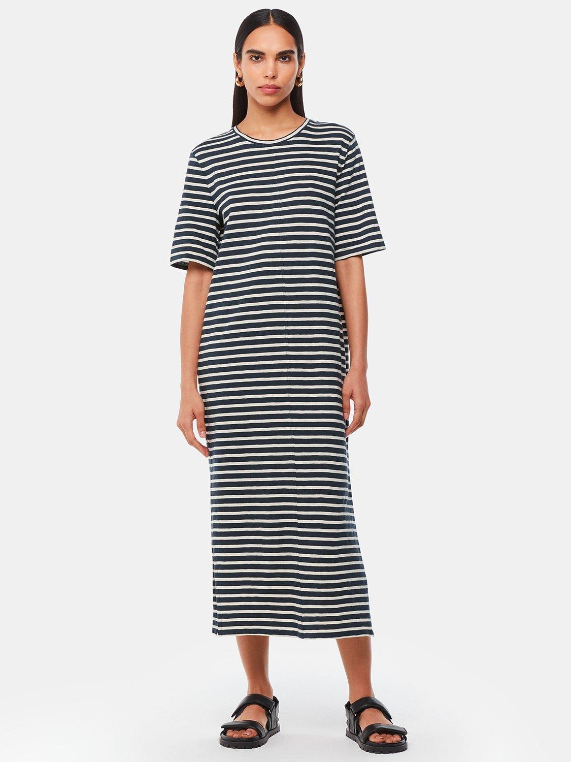 Whistles Breton Stripe Jersey Dress, Blue/Multi, 10