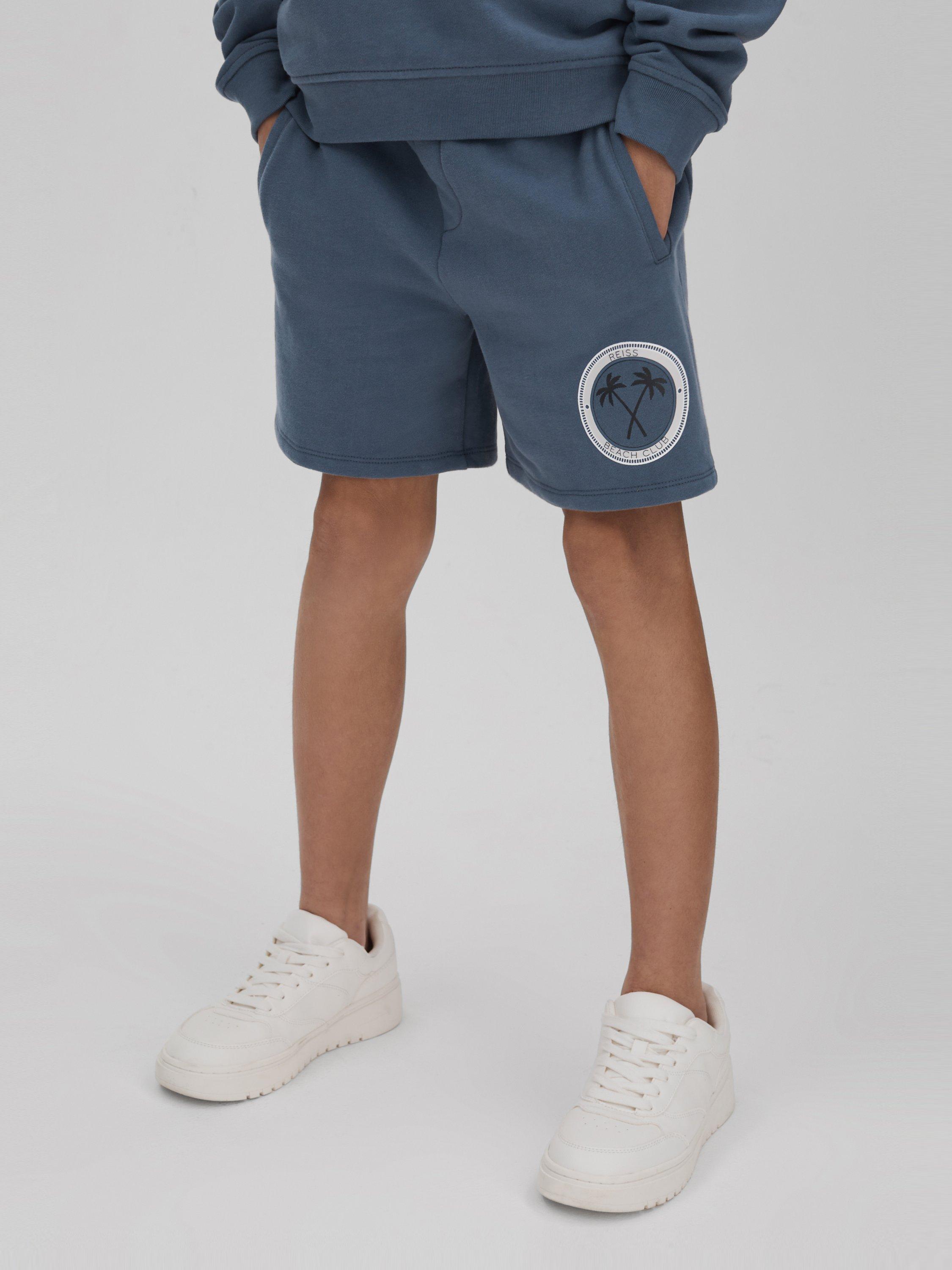 Reiss Kids' Ridley Beach Club Sweat Shorts, Airforce Blue