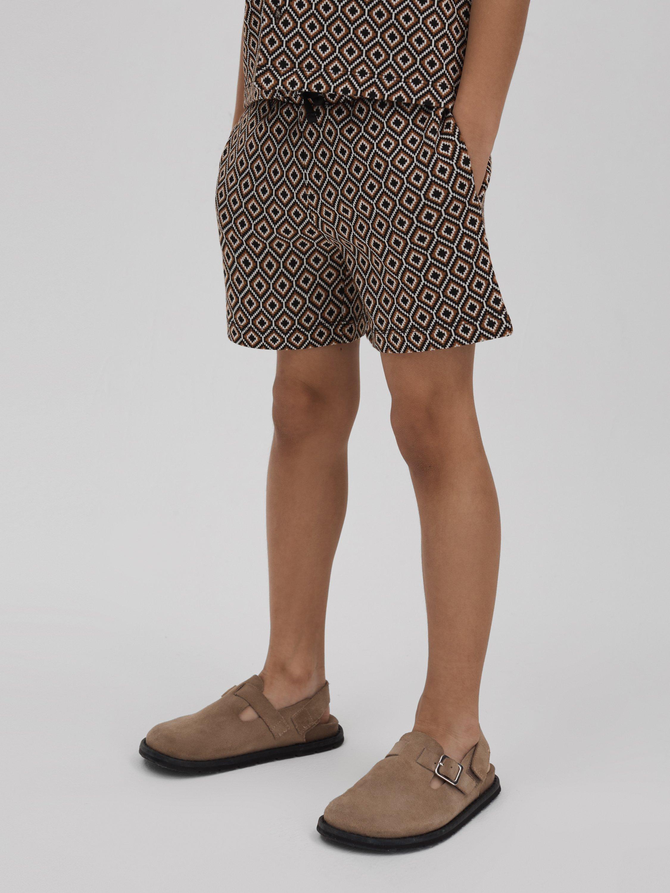 Reiss Kids' Karoo Aztec Drawstring Shorts, Tobacco