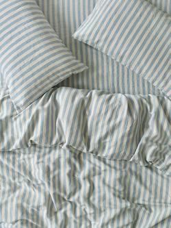 Piglet in Bed Pembroke Stripe Linen Bedding, Coastal Blue