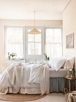 Piglet in Bed Pembroke Stripe Linen Bedding - view 2, Coastal Blue