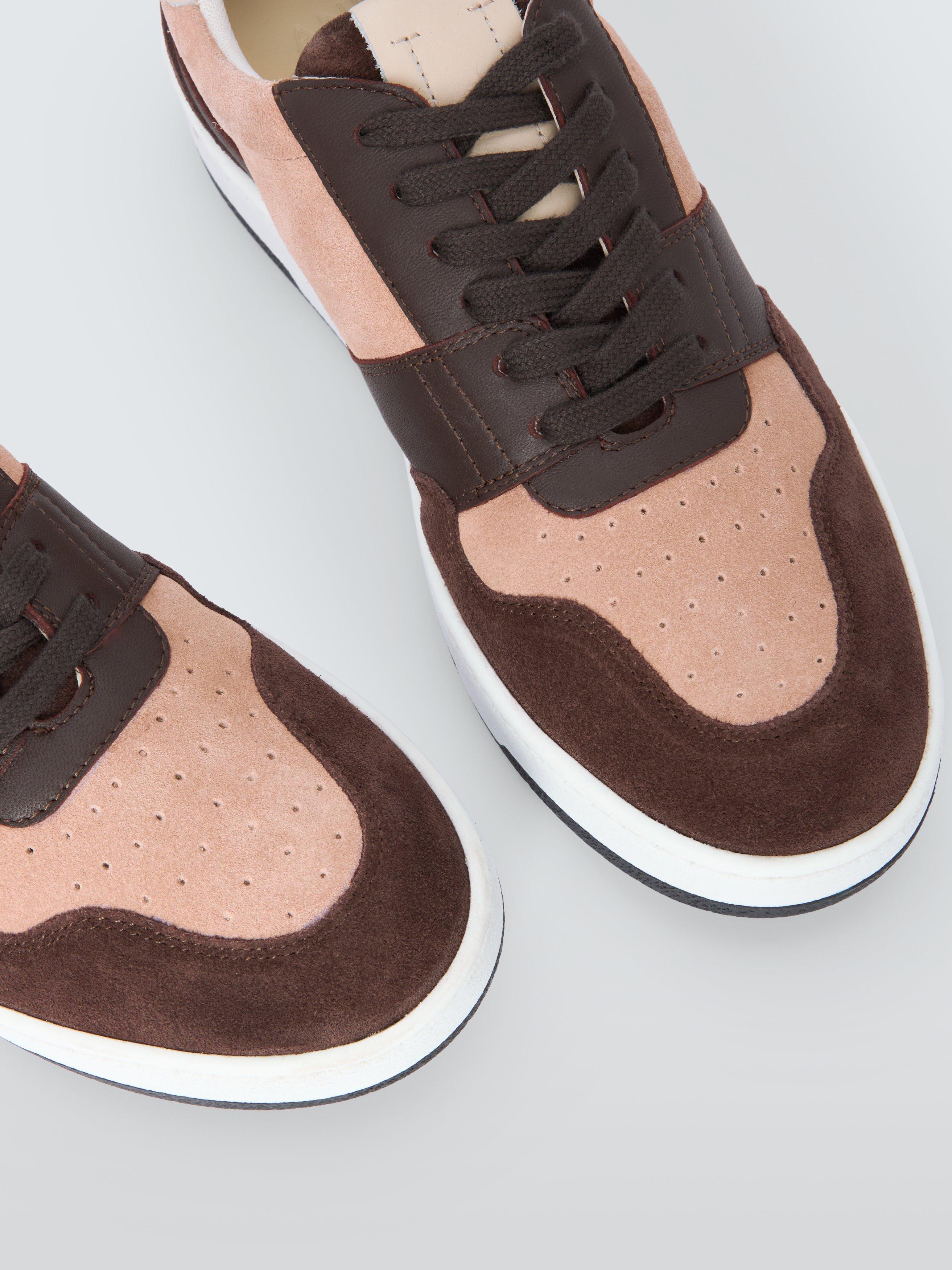Product image 4 of 6, which shows AND/OR Eave Leather Lace Up Trainers, Burgundy/Blush, 3