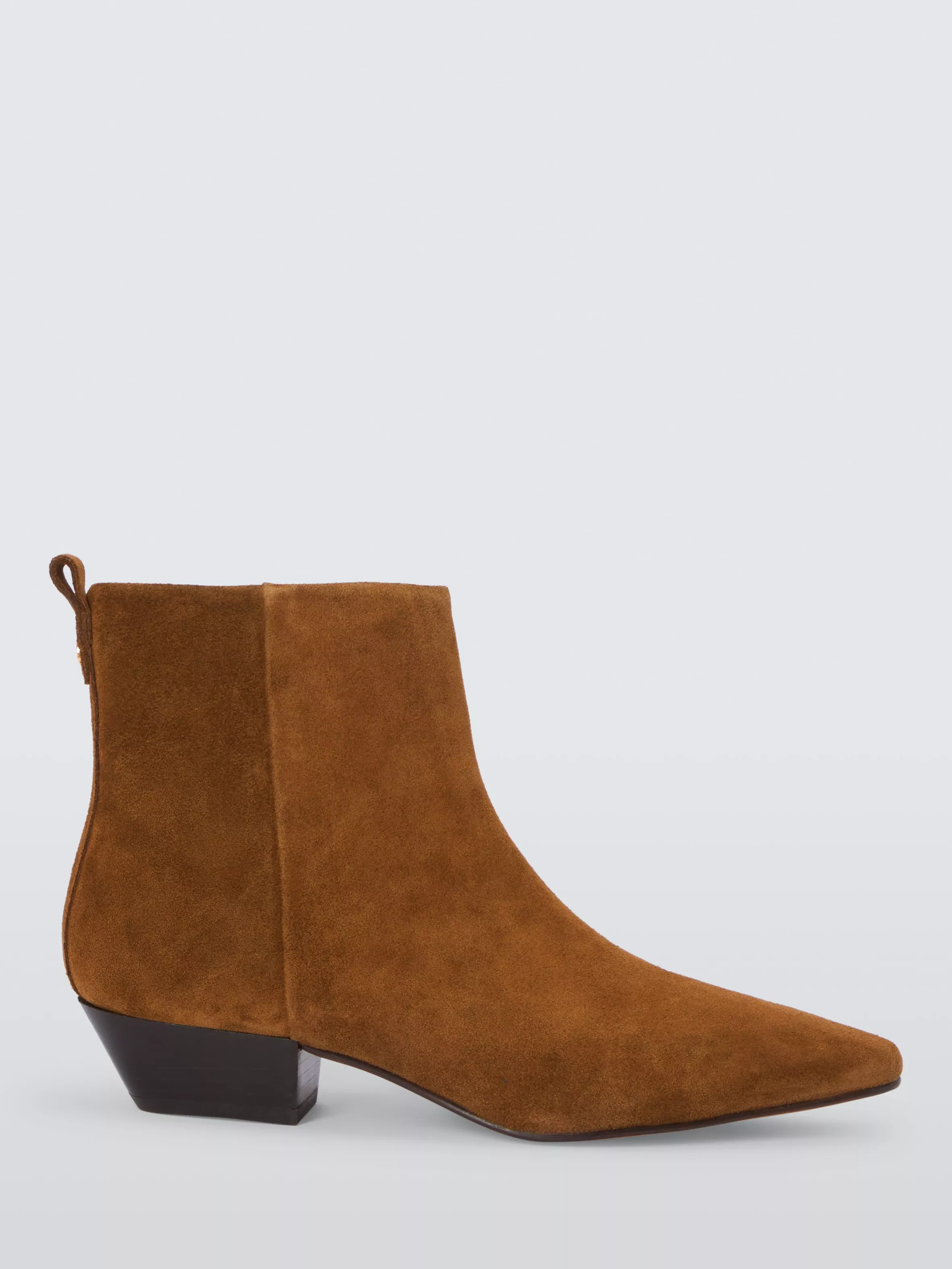 John Lewis Princess Suede Chisel Toe Cropped Pixie Ankle Boots Tobacco