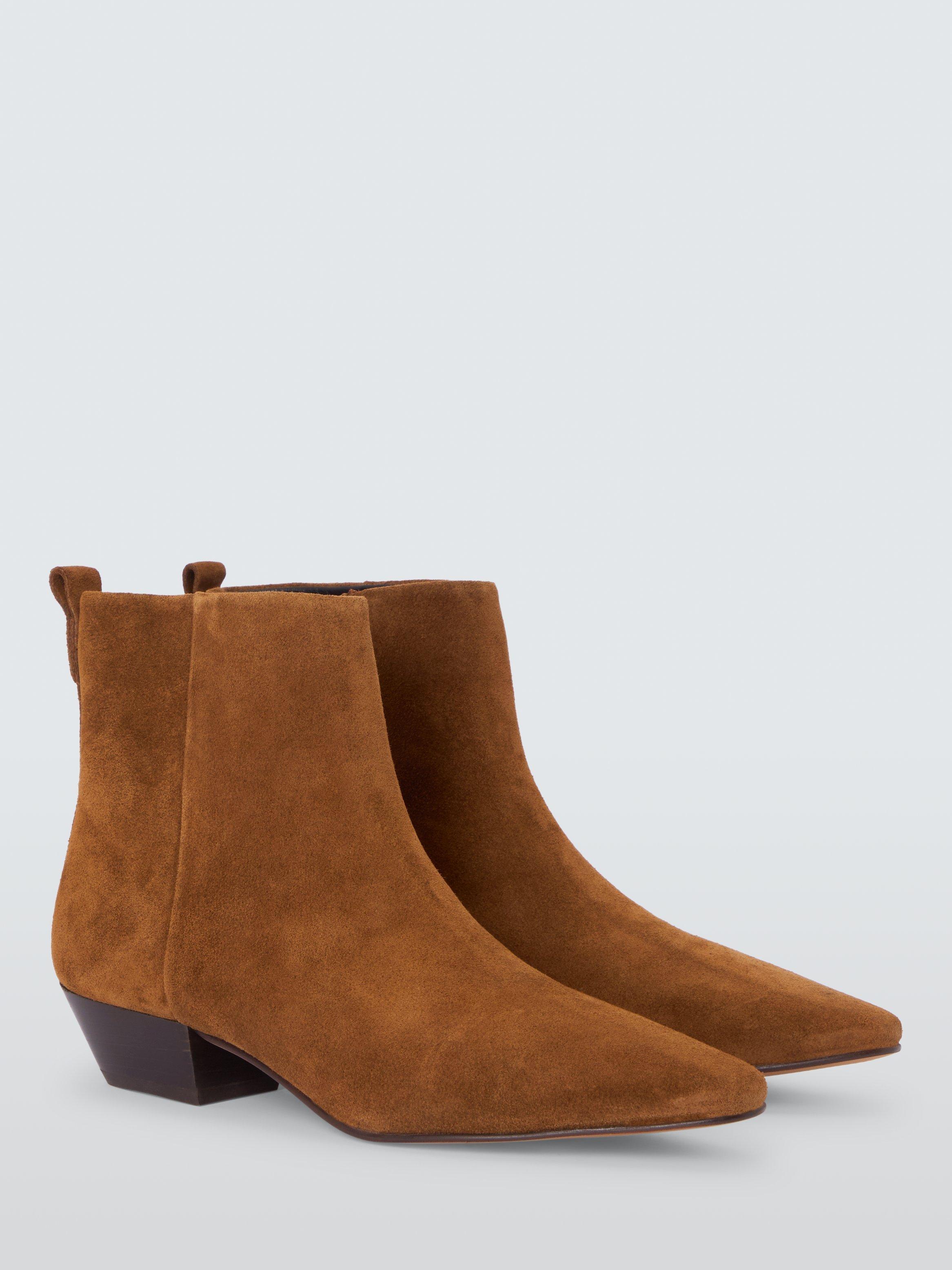 John Lewis Princess Suede Chisel Toe Cropped Pixie Ankle Boots Tobacco