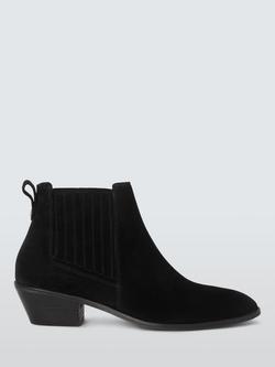 AND/OR Portus Suede Cropped Almond Toe Western Boots, Black