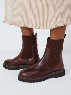 John Lewis Purcie Leather Chelsea Boots - view 2, Brown