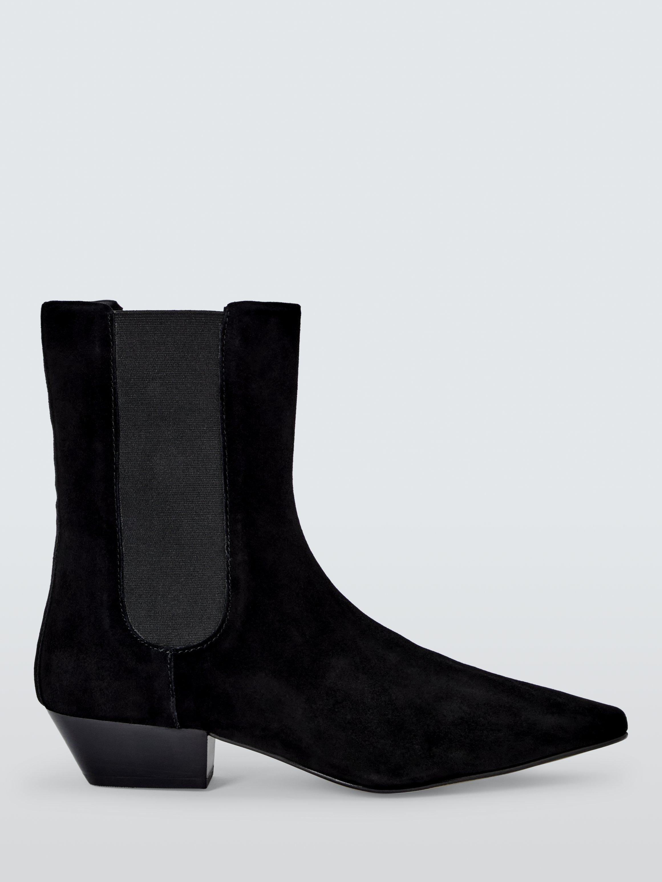 John Lewis Painter Suede Chisel Toe Chelsea Ankle Boots Black