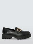 John Lewis Gaura Leather Cleated Sole Chunky Buckle Loafers, Black