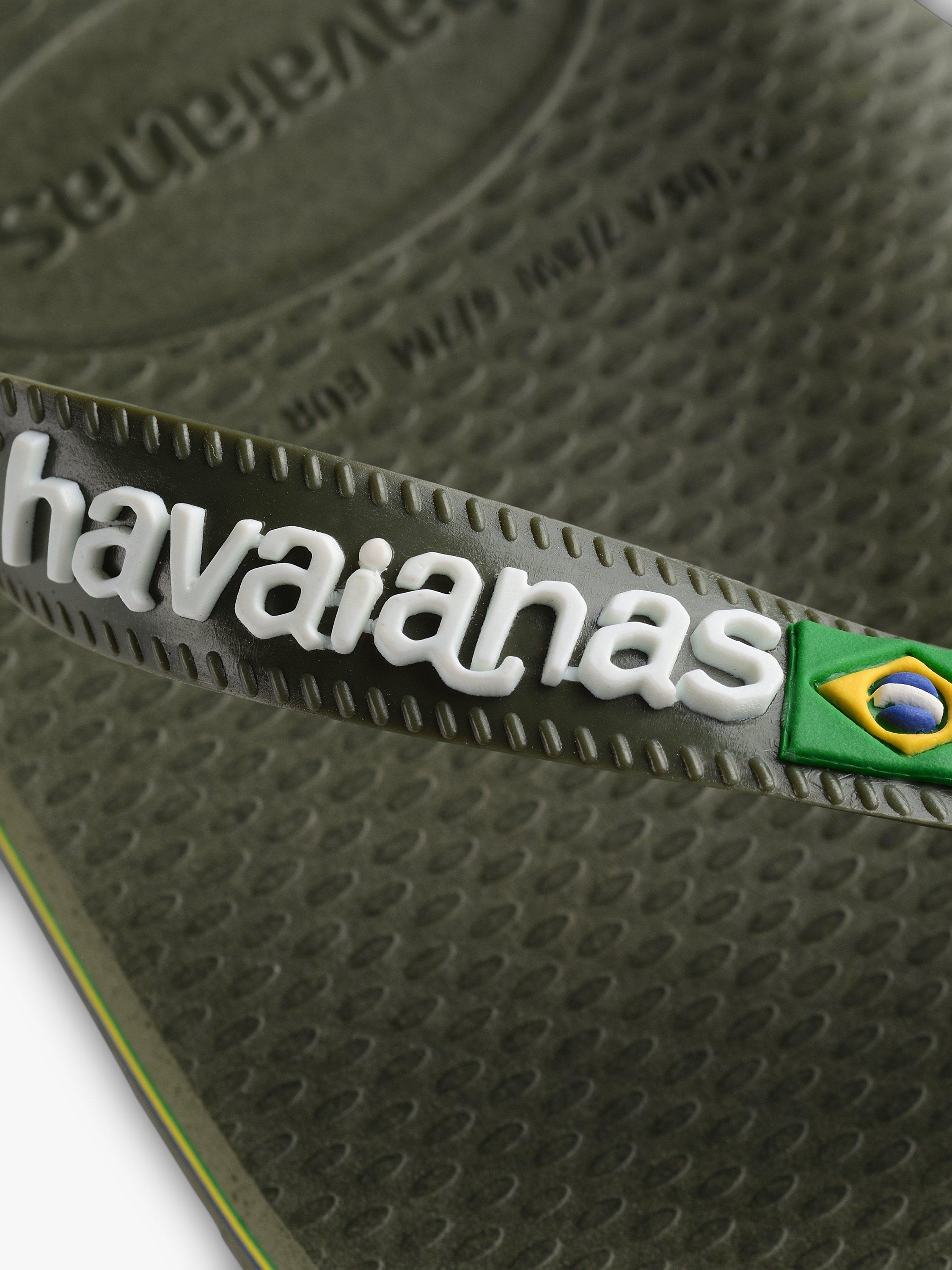 Product image 6 of 7, which shows Havaianas Brazil Flag Flip Flops, Dark Green, S