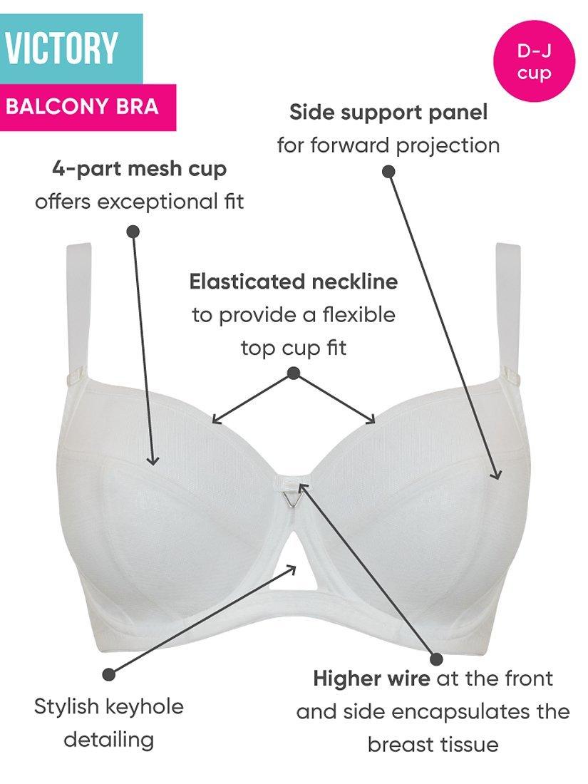 Product image 6 of 6, which shows Curvy Kate Victory Side Support Balcony Bra, White, 30D