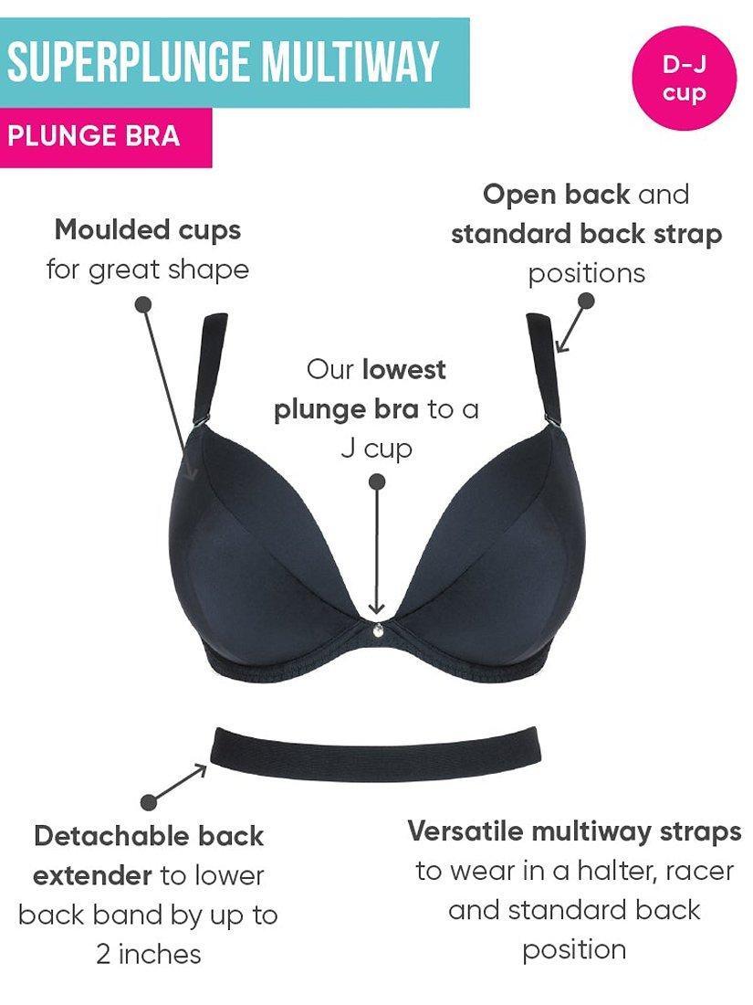 Product image 9 of 9, which shows Curvy Kate Superplunge Multiway Padded Plunge Bra, Black, 32D