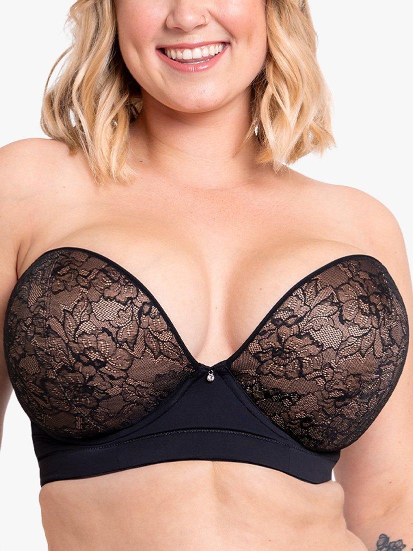 Product image 1 of 8, which shows Curvy Kate Hey Girls Strapless Superplunge Bra, Black/Latte, 30D