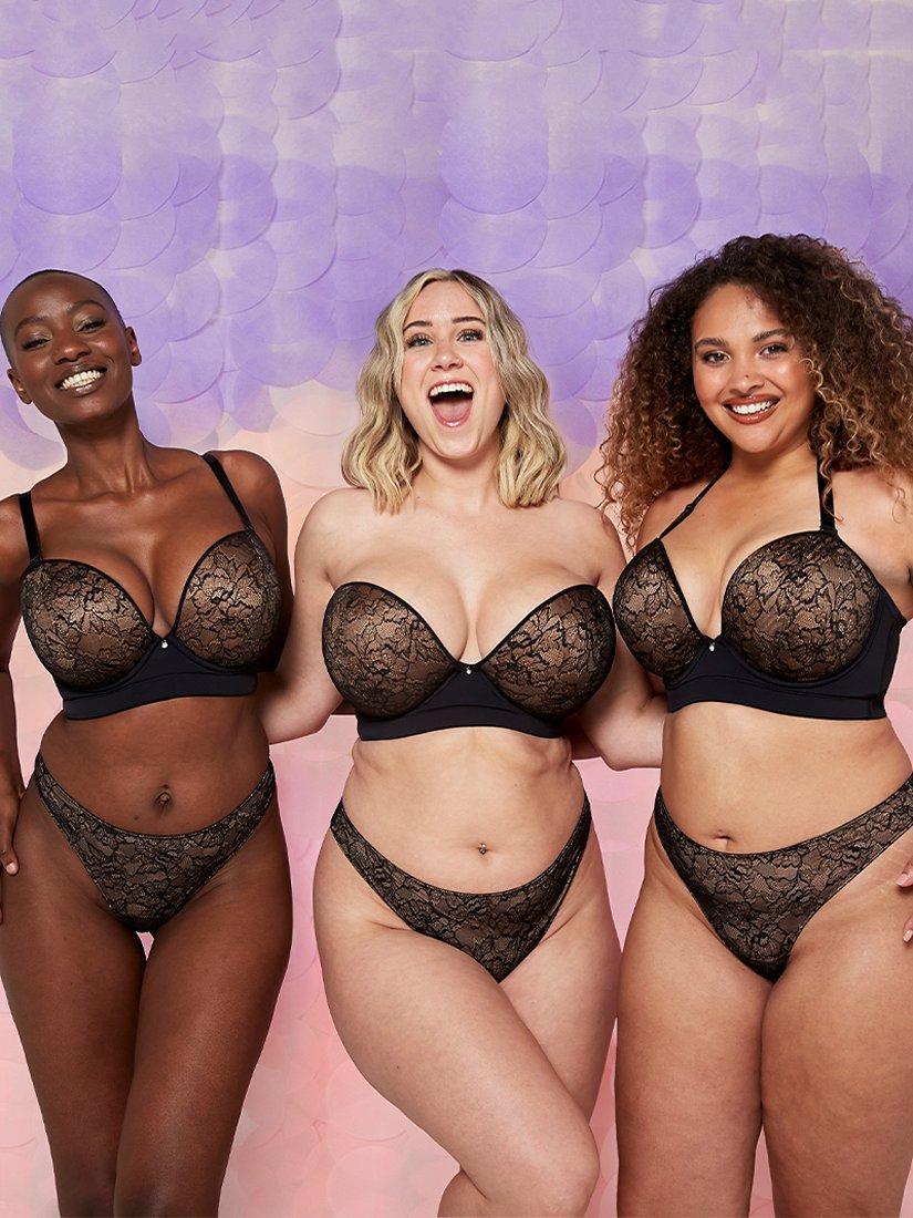 Product image 7 of 8, which shows Curvy Kate Hey Girls Strapless Superplunge Bra, Black/Latte, 30D